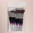 Набор кистей для макияжа «Luminous», 10 предметов, цвет чёрный/фиолетовый - фото 26407140