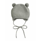 Шапочка на завязках с помпонами детская Amarobaby Pure Love Pompony, с подкладом, размер 42-44 см, цвет серый - Фото 2
