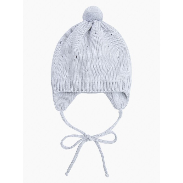 Шапочка на завязках с помпоном детская Amarobaby Pure Love Cutie, с подкладом, размер 44-46 см, цвет серый - Фото 1