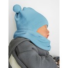 Шапочка на завязках с помпонами детская Amarobaby Pure Love Pompony, с подкладом, размер 42-44 см, цвет голубой - Фото 5