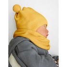 Шапочка на завязках с помпонами детская Amarobaby Pure Love Pompony, с подкладом, размер 44-46 см, цвет жёлтый - Фото 5