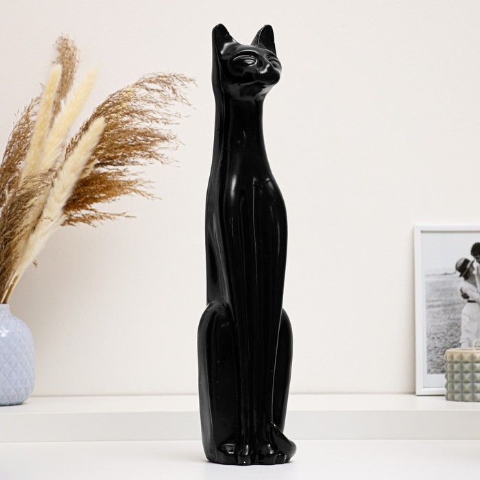 Фигура Кошка Египетская №1 большая черная глянцевая 10х11х45см