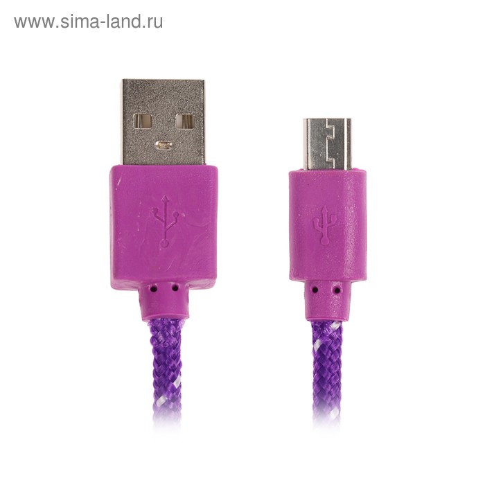Кабель LuazON, micro USB - USB, текстильная оплетка, 1 А, 1 м, МИКС - Фото 1
