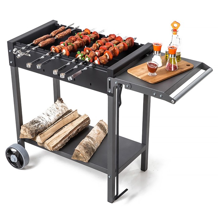 Мангал «MAH 202», 106.5×52×79.7 см, 2 мм, колёса, боковая полка - Фото 1