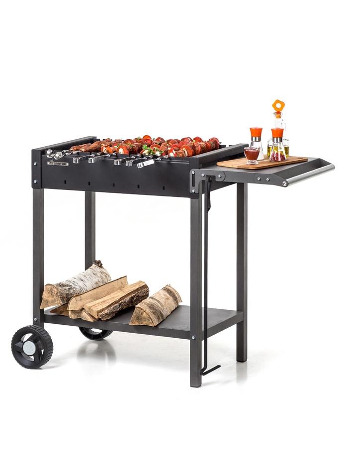 Мангал «МАН 202», 106.5×52×79.7 см, 2 мм, колёса, боковая полка - Фото 1