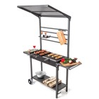 Мангал MAH 304, 154×69.5×195 см, с крышей, боковые полки, колеса - Фото 1