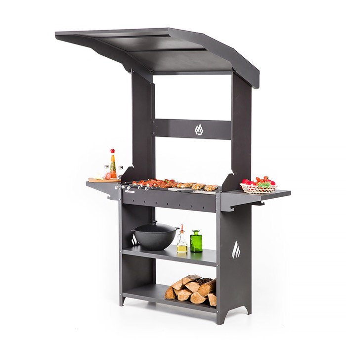 Мангал Professional Standart Roof PSR3000, 158.2×102.6×201 см, 3 мм, полки, с крышей - Фото 1