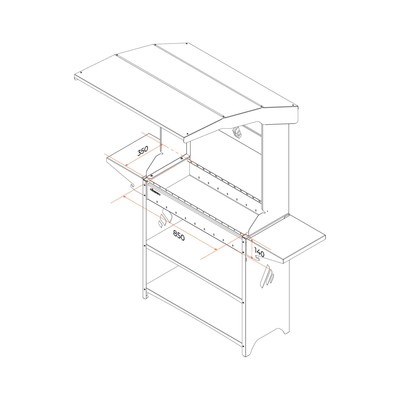 Мангал Professional Standart Roof PSR3000, 159×103×200 см, 3 мм, полки, с крышей