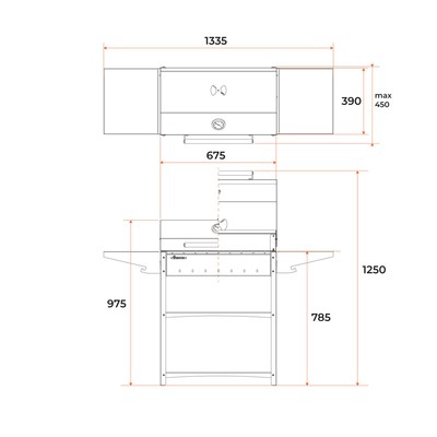 Мангал Family Standart BBQ FSB2000, 133.2×44.1×96.6 см, 2 мм, крышка, боковые полки