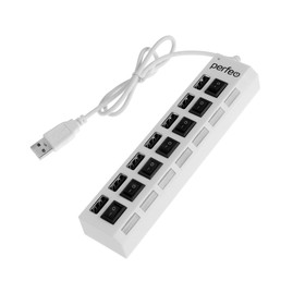 Разветвитель USB (Hub) Perfeo H033, 7 портов, USB 2.0, белый 7705861