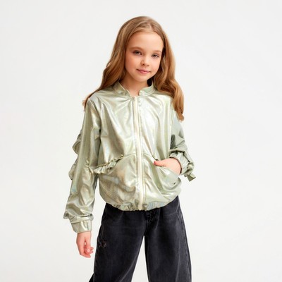 Жакет (бомбер) детский MINAKU: Casual Collection KIDS, зелёный, рост 128 см