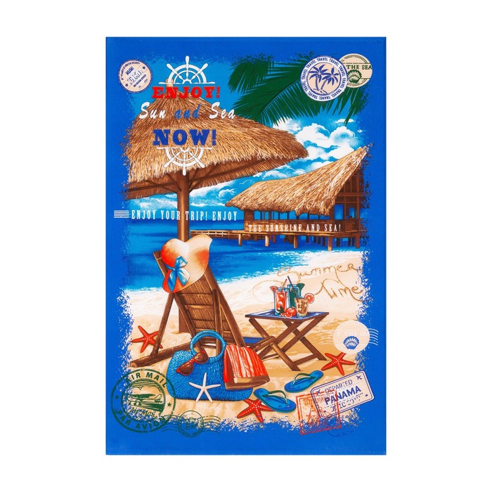 Полотенце пляжное Релакс 100х150 см, синий, хлопок - фото 1900071905