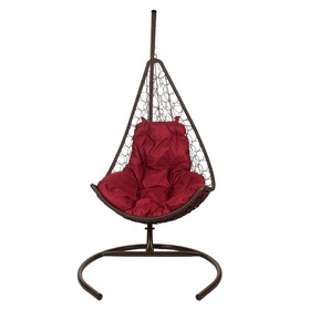 {{photo.Alt || photo.Description || 'Подвесное кресло - кокон Wind, с искусственным ротангом, бордовая подушка, со стойкой, коричневое'}}