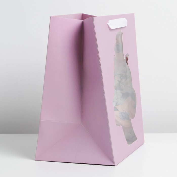 Пакет подарочный ламинированный с пластиковым окном, упаковка, «Лилия», 30,5 х 25 х 17,5 см - фото 1885320832
