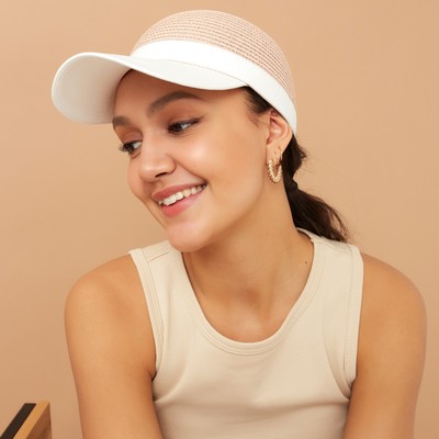 Кепка женская плетеная MINAKU, цвет пудровый, размер 56-58