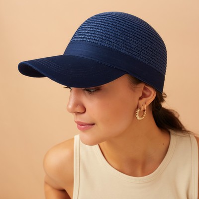 Кепка женская плетеная MINAKU, тёмно-синий, размер 56-58