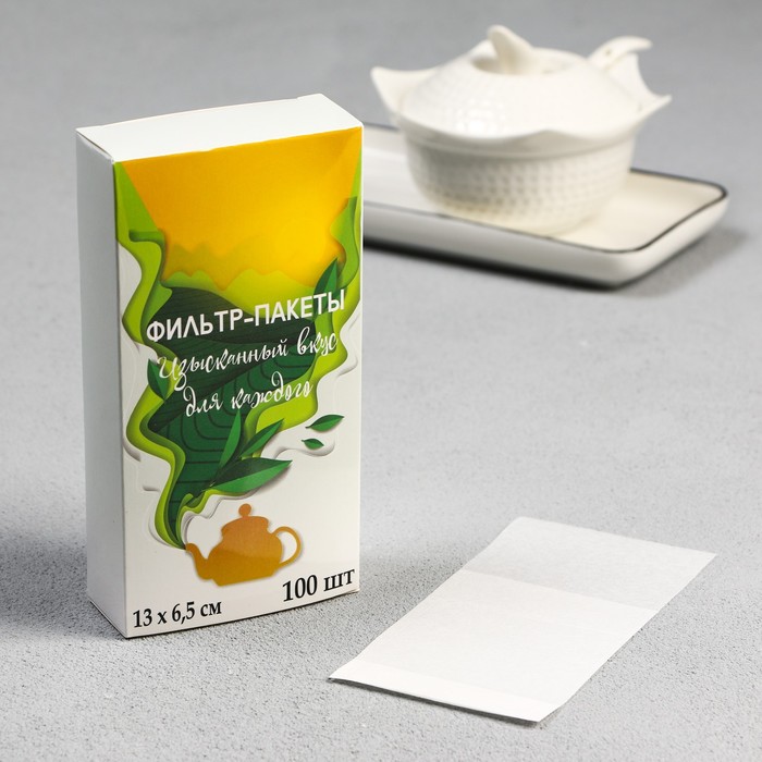 Набор фильтр-пакетов для заваривания чая,  размер 13 х 6,5 см, 100 шт - фото 1905941302