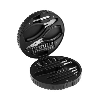 УЦЕНКА Набор инструментов ТУНДРА, подарочный пластиковый кейс «Колесо», 24 предмета