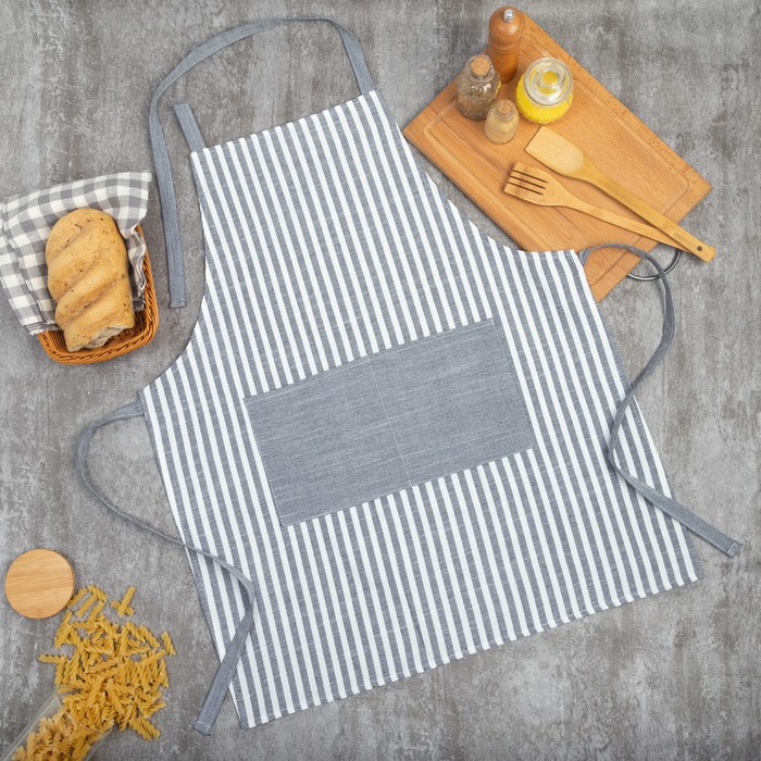 Фартук Этель «Полоса» цвет серый, 62×76 см, 50% хлопок, 50% п/э - Фото 1