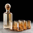 Набор для напитков из стекла «Эко», 7 предметов: графин 1 л, 10×24,5, 6 стаканов 250 мл, цвет золотой - фото 321434048