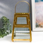 Подсвечник металл "Грани с витражными стёклами" золото 15х14.5х21 см - фото 21507975