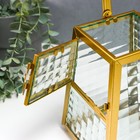 Подсвечник металл "Грани с витражными стёклами" золото 15х14.5х21 см - фото 21507976