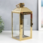 Подсвечник металл "Прямоугольный фонарь" набор 2 шт золото 18х18х42, 14х14х34 см - фото 33161180
