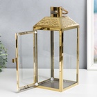 Подсвечник металл "Прямоугольный фонарь" набор 2 шт золото 18х18х42, 14х14х34 см - фото 33161182