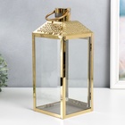 Подсвечник металл "Прямоугольный фонарь" набор 2 шт золото 18х18х42, 14х14х34 см - фото 33161183