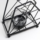 Подсвечник металл, стекло на 1 свечу "Лофт. Трапеция" чёрный 13х8х15 см - фото 21508012