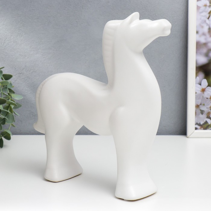 Сувенир керамика "Белый конь" матовый 27х7,5х25 см