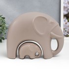 Сувенир керамика "Слон со слонёнком" матовый беж набор 2 шт 18х8х23 см - фото 2091645