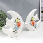 Сувенир керамика "Две рыбки-скалярии с цветами" набор 2 шт 18,5х7,5х21 22,5х8,5х24,5 см - Фото 2