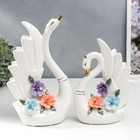 Сувенир керамика "Два белых лебедя с цветами" набор 2 шт 21,5х7,5х15,5 28х7,5х15,5 см - фото 2091661