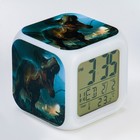 Часы электронные настольные "Динозавр", подсветка, будильник, термометр, календарь, 8 х 8 см - фото 2080025