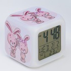 Часы электронные настольные "Зайка", подсветка, будильник, термометр, календарь, 8 х 8 см - фото 1632264