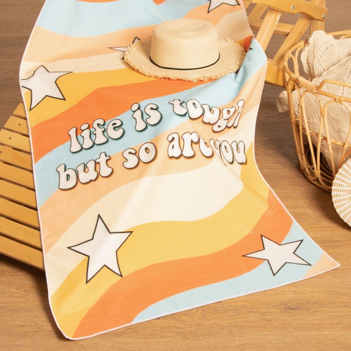 Полотенце пляжное «Этель» Life is tough, 70×140 см, 250 г/м²