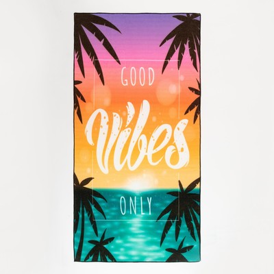 Полотенце пляжное Этель "Good vibes only" 70*140 см, 100%п/э, 250гр/м2,
