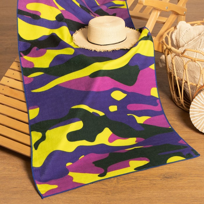 Полотенце пляжное Этель &quot;Purple khaki&quot; 70*140 см,100%п/э, 250гр/м2,