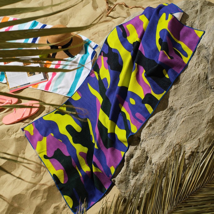 Полотенце пляжное Этель "Purple khaki" 70*140 см,100%п/э, 250гр/м2, - фото 1900072607