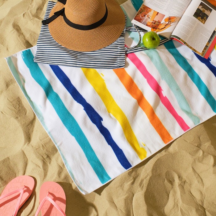 Полотенце пляжное Этель "Rainbow stripes" 70*140 см,100%п/э, 250гр/м2, - фото 1898598128