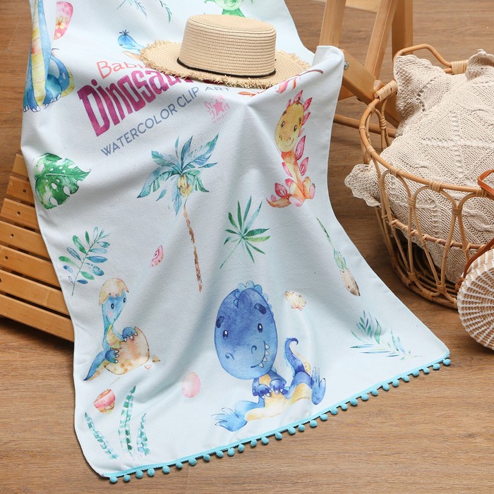 Полотенце пляжное «Этель. Динозаврики», 75×140 см, микрофибра - Фото 1