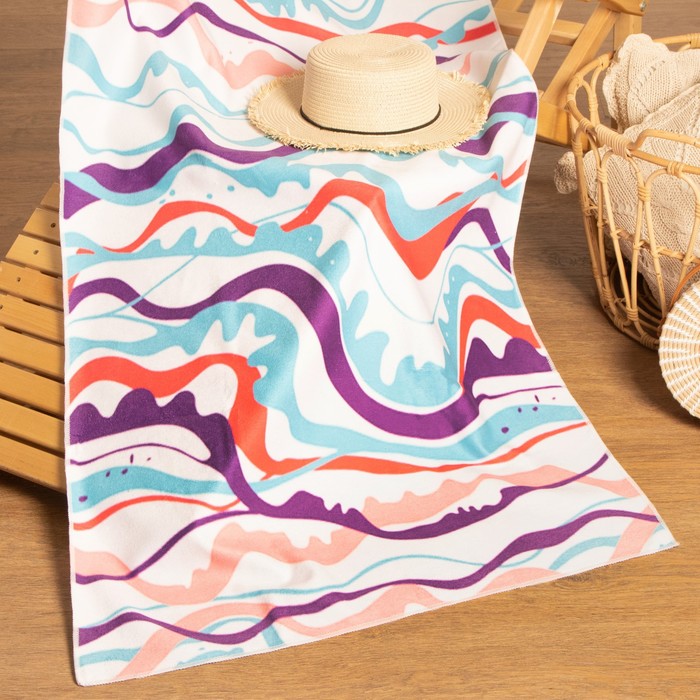 Полотенце пляжное «Этель. Волны» 75×140 см, микрофибра - Фото 1