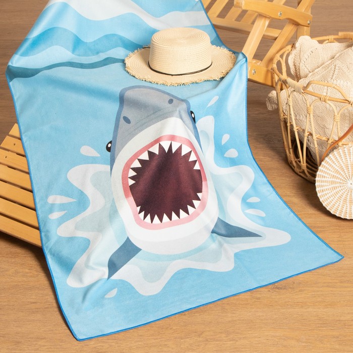 Полотенце пляжное «Этель. Акула», 75×140 см, микрофибра, 100% п/э, 230 г/м² - Фото 1