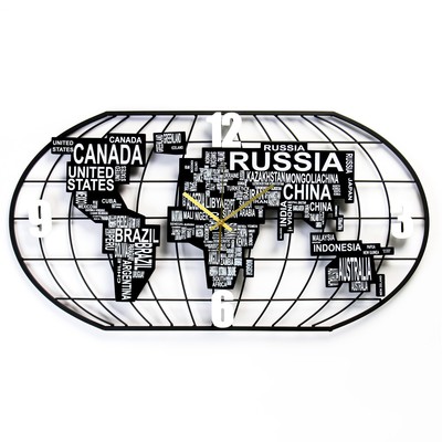 Часы настенные, серия: Интерьер, "Карта мира", плавный ход, 40 х 78 см
