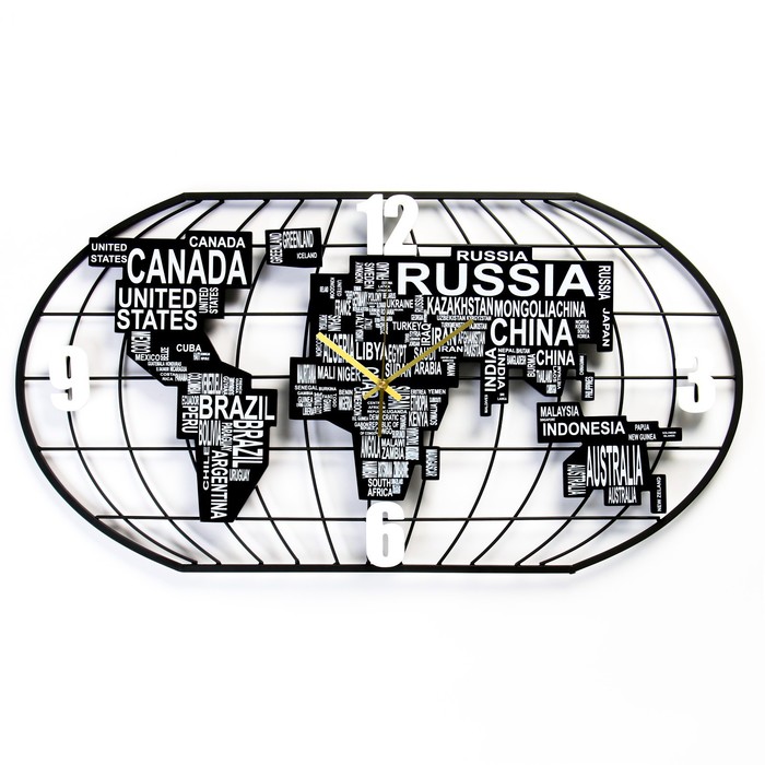 

Часы настенные интерьерные "Карта мира", бесшумные, 40 х 78 см