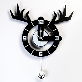 Часы настенные, серия: Маятник, "Оленьи рога", плавный ход, 64х78 см