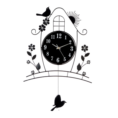 Часы настенные интерьерные, с маятником «Домик», плавный ход, 46×72 см, чёрные