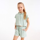 Комплект для девочки (топ, шорты) MINAKU: Casual Collection цвет оливковый, рост 110 - фото 16437336