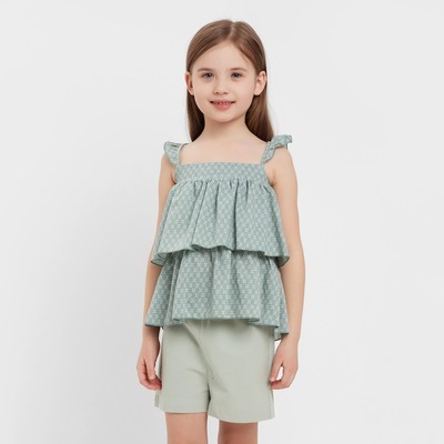 Топ для девочки MINAKU: Cotton Collection, цвет оливковый, рост 122 см